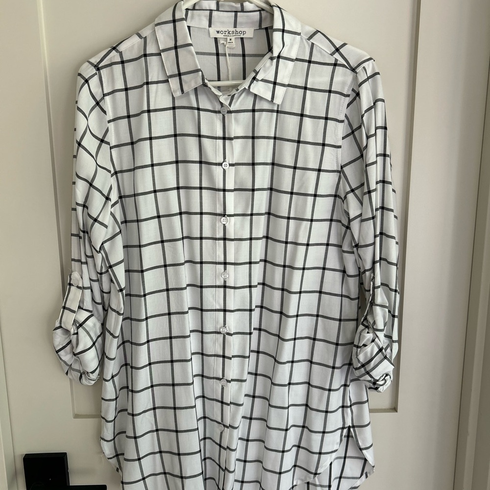 Workshop White and Black Checkered Shirt